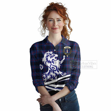 Morgan Tartan Women's Casual Shirt with Alba Gu Brath Regal Lion Emblem Female - Tartan Vibes Clothing