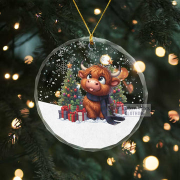 Tartan Vibes Clothing Morgan Clan Christmas Glass Ornament with Adorable Highland Coo