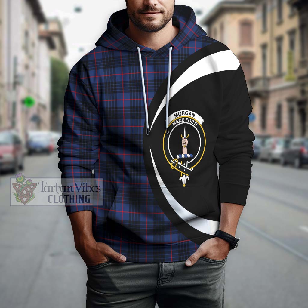 Morgan Tartan Hoodie with Family Crest Circle Style Zip Hoodie - Tartan Vibes Clothing