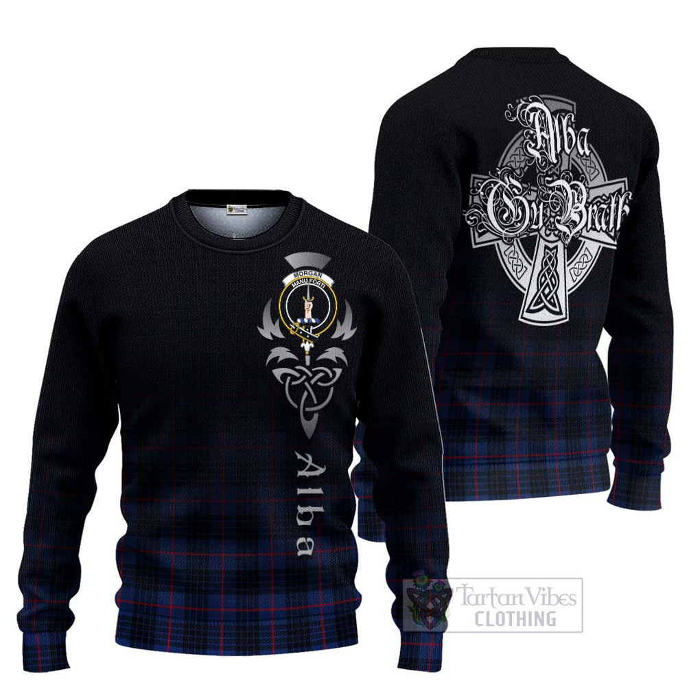 Morgan Tartan Ugly Sweater Featuring Alba Gu Brath Family Crest Celtic Inspired Unisex - Tartan Vibes Clothing