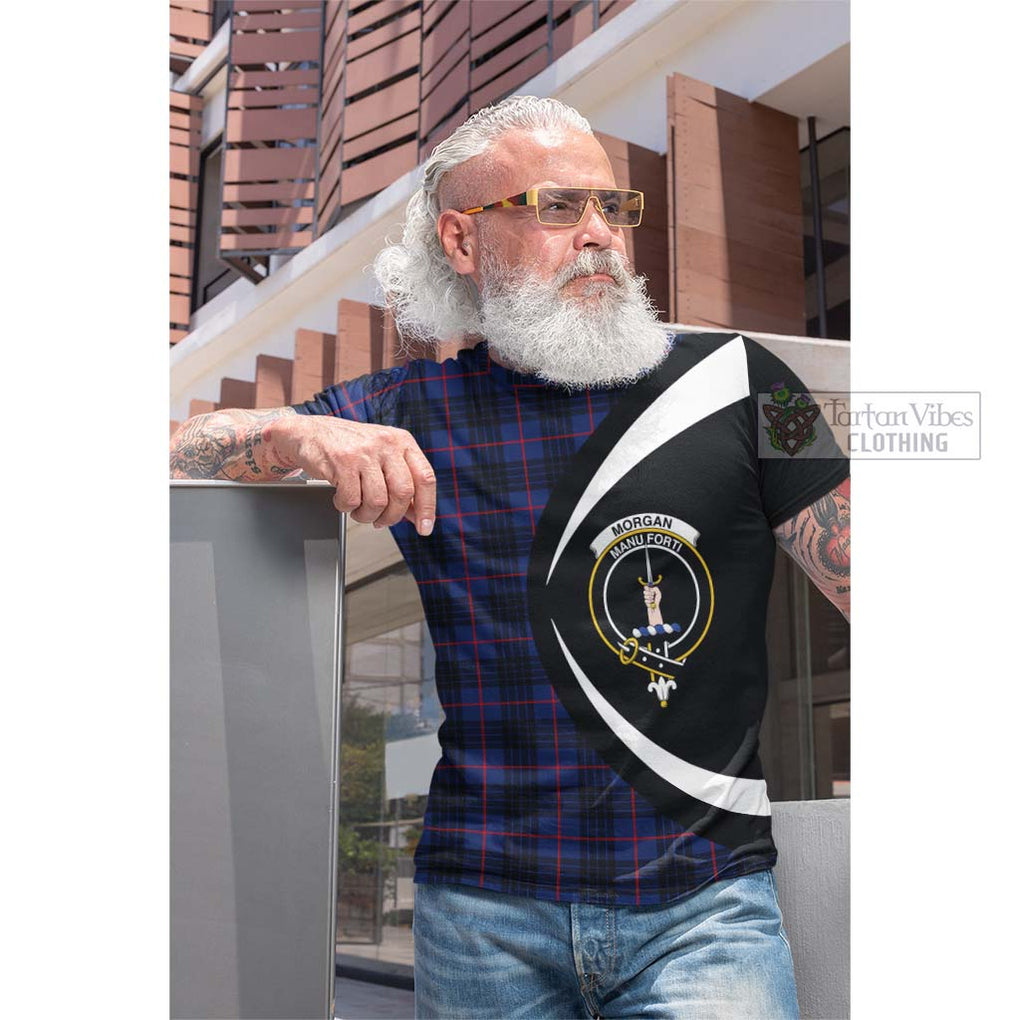 Morgan Tartan Cotton T-shirt with Family Crest Circle Style Men's Shirt - Tartan Vibes Clothing