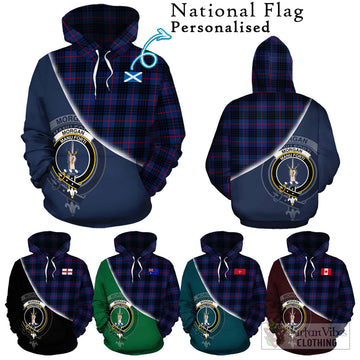 Morgan Tartan Hoodie with Personalised National Flag and Family Crest Half Style Zip Hoodie - Tartan Vibes Clothing