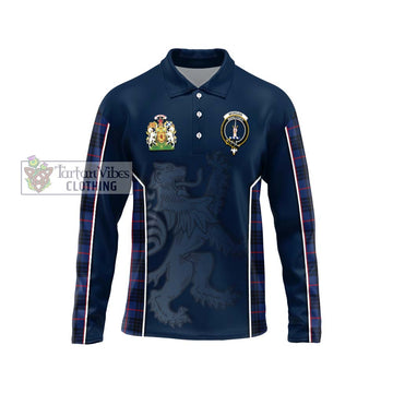 Morgan Tartan Long Sleeve Polo Shirt with Family Crest and Lion Rampant Vibes Sport Style Unisex - Tartan Vibes Clothing