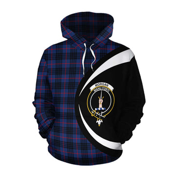 Morgan Tartan Cotton Hoodie with Family Crest Circle Style Pullover Hoodie XS - Tartan Vibes Clothing