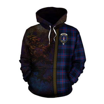Morgan Tartan Family Crest Cotton Hoodie Alba Gu Brath Be Brave Lion Ancient Style