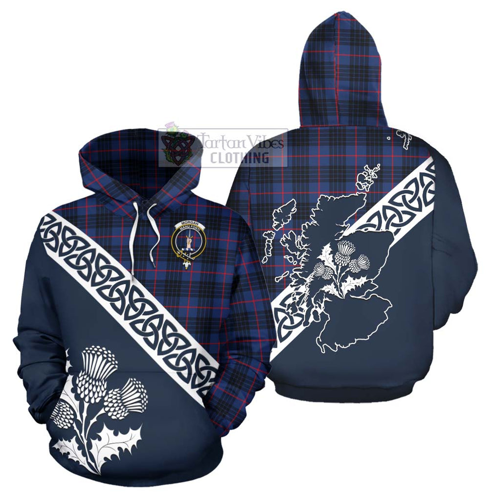 Morgan Tartan Hoodie Featuring Thistle and Scotland Map Zip Hoodie - Tartan Vibes Clothing