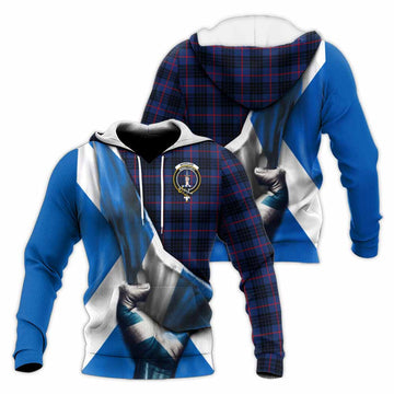Morgan Tartan Knitted Hoodie with Family Crest Scotland Patriotic Style Unisex Knitted Pullover Hoodie - Tartan Vibes Clothing