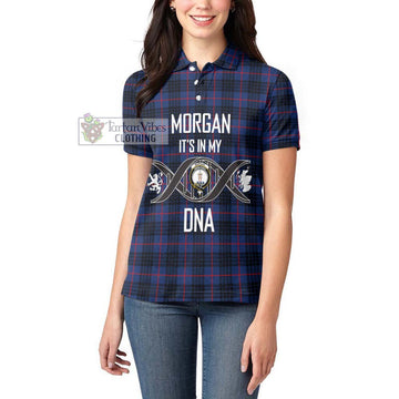 Morgan Tartan Women's Polo Shirt with Family Crest DNA In Me Style Women - Tartan Vibes Clothing