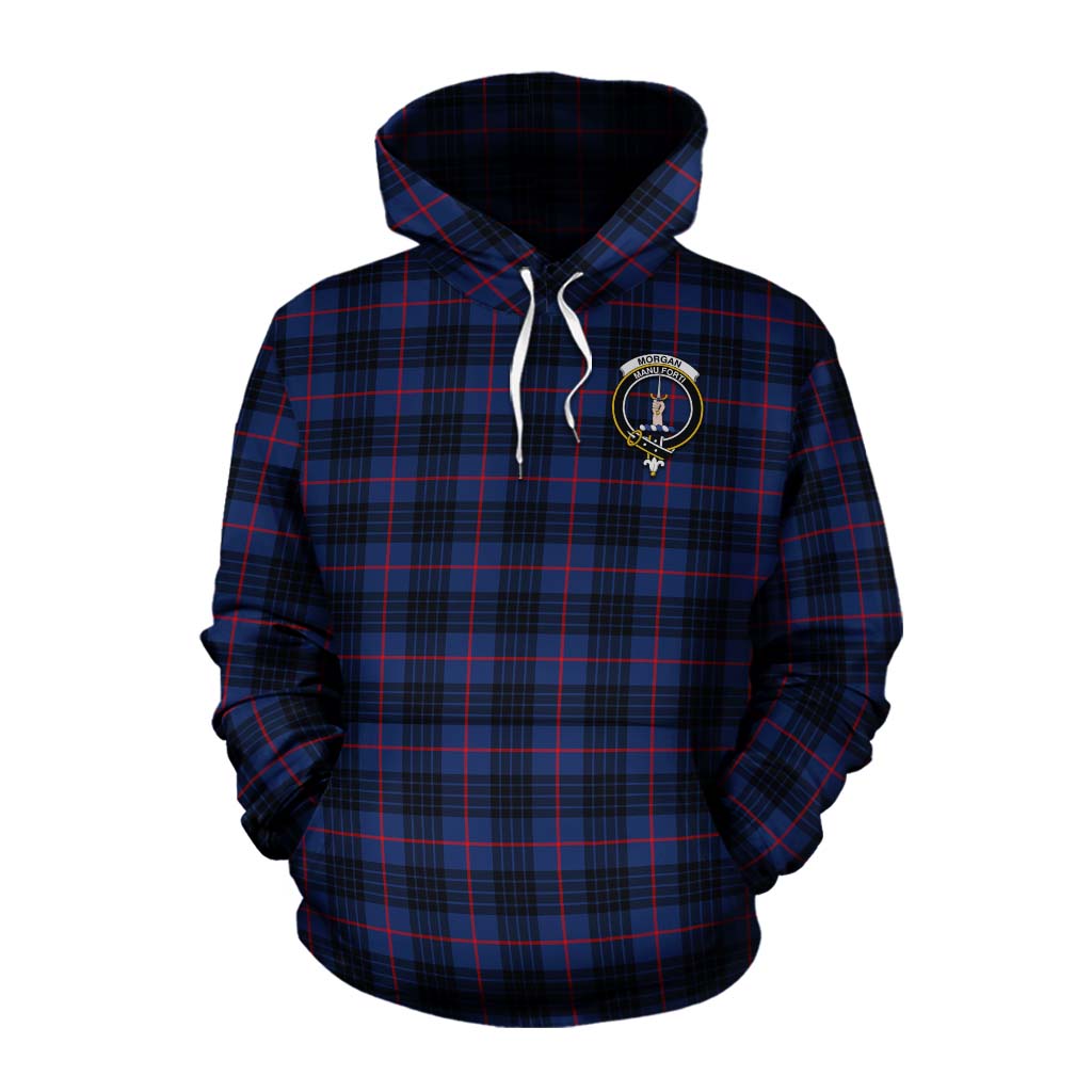 Morgan Tartan Cotton Hoodie with Family Crest Celtic Skull Style Pullover Hoodie XS - Tartan Vibes Clothing