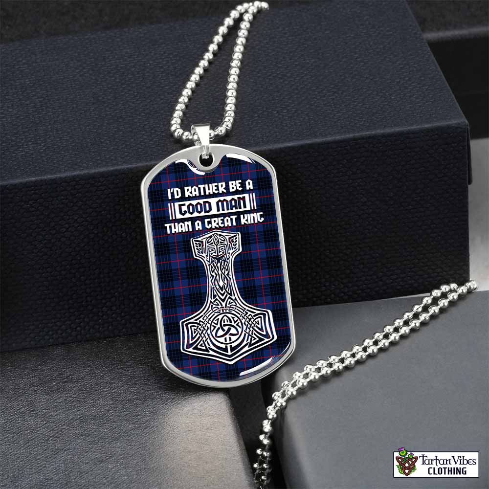 Morgan Tartan Dog Tag Necklace Viking Mjolnir Style Silver No - Tartan Vibes Clothing