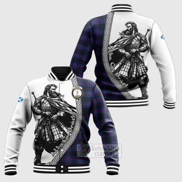 Morgan Tartan Clan Crest Baseball Jacket with Highlander Warrior Celtic Style Unisex - Tartan Vibes Clothing
