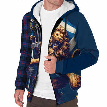 Morgan Tartan Family Crest Sherpa Hoodie with Scottish Majestic Lion Unisex S - Tartan Vibes Clothing