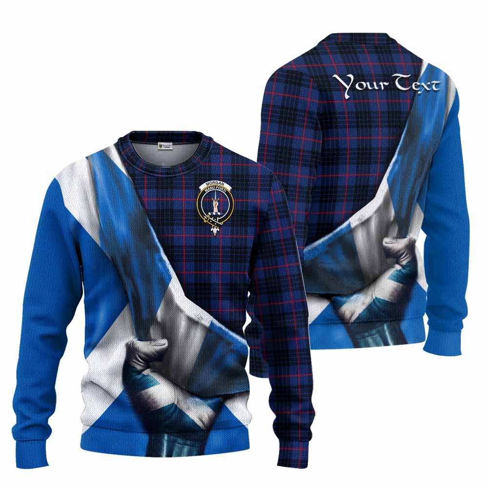 Morgan Tartan Knitted Sweater with Family Crest Scotland Patriotic Style Unisex - Tartan Vibes Clothing
