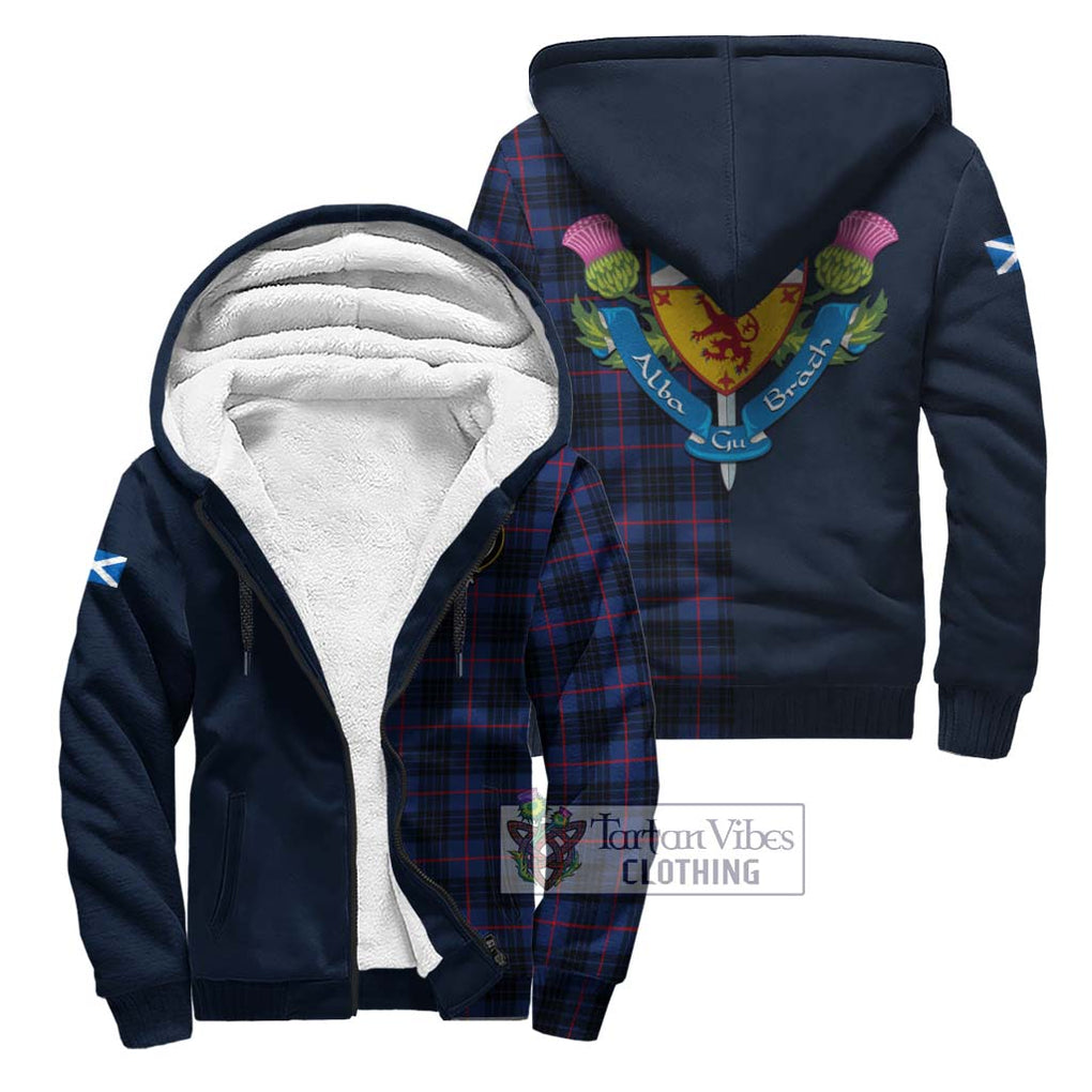 Morgan Tartan Sherpa Hoodie Alba with Scottish Lion Royal Arm Half Style Unisex S - Tartan Vibes Clothing