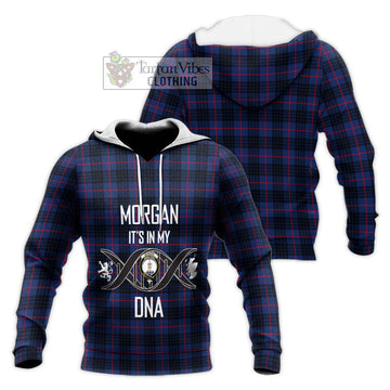Morgan Tartan Knitted Hoodie with Family Crest DNA In Me Style Unisex Knitted Pullover Hoodie - Tartan Vibes Clothing