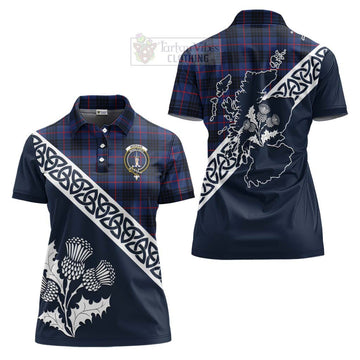 Morgan Tartan Women's Polo Shirt Featuring Thistle and Scotland Map Women - Tartanvibesclothing Store
