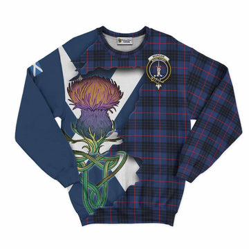 Tartan Vibes Clothing Morgan Tartan Family Crest Sweatshirt Scottish Thistle Celtic Inspired