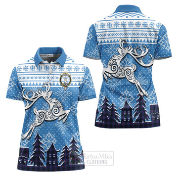 Morgan Clan Christmas Women's Polo Shirt Celtic Reindeer Style Women - Tartan Vibes Clothing