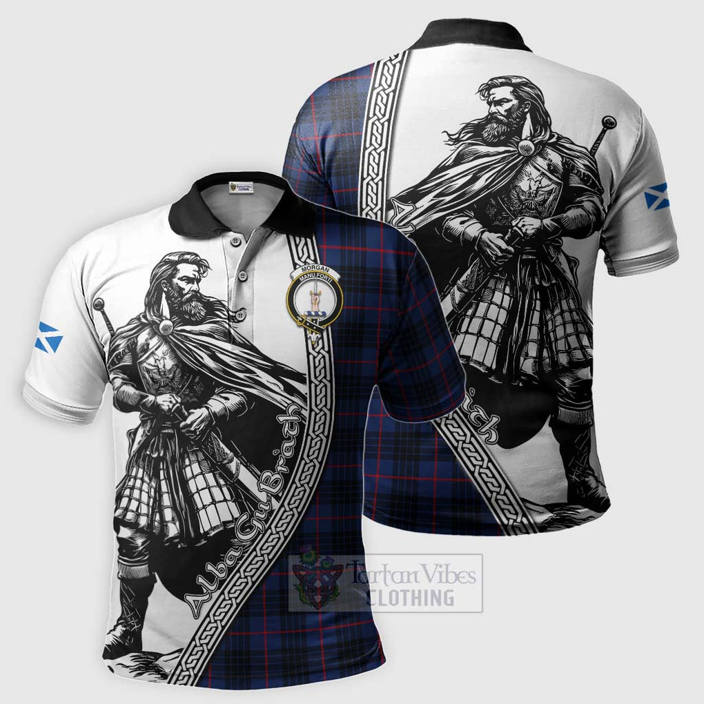 Morgan Tartan Clan Crest Polo Shirt with Highlander Warrior Celtic Style Kid - Tartan Vibes Clothing