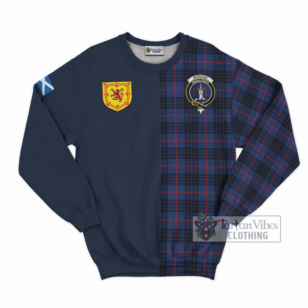 Morgan Tartan Sweatshirt Alba with Scottish Lion Royal Arm Half Style Unisex - Tartan Vibes Clothing