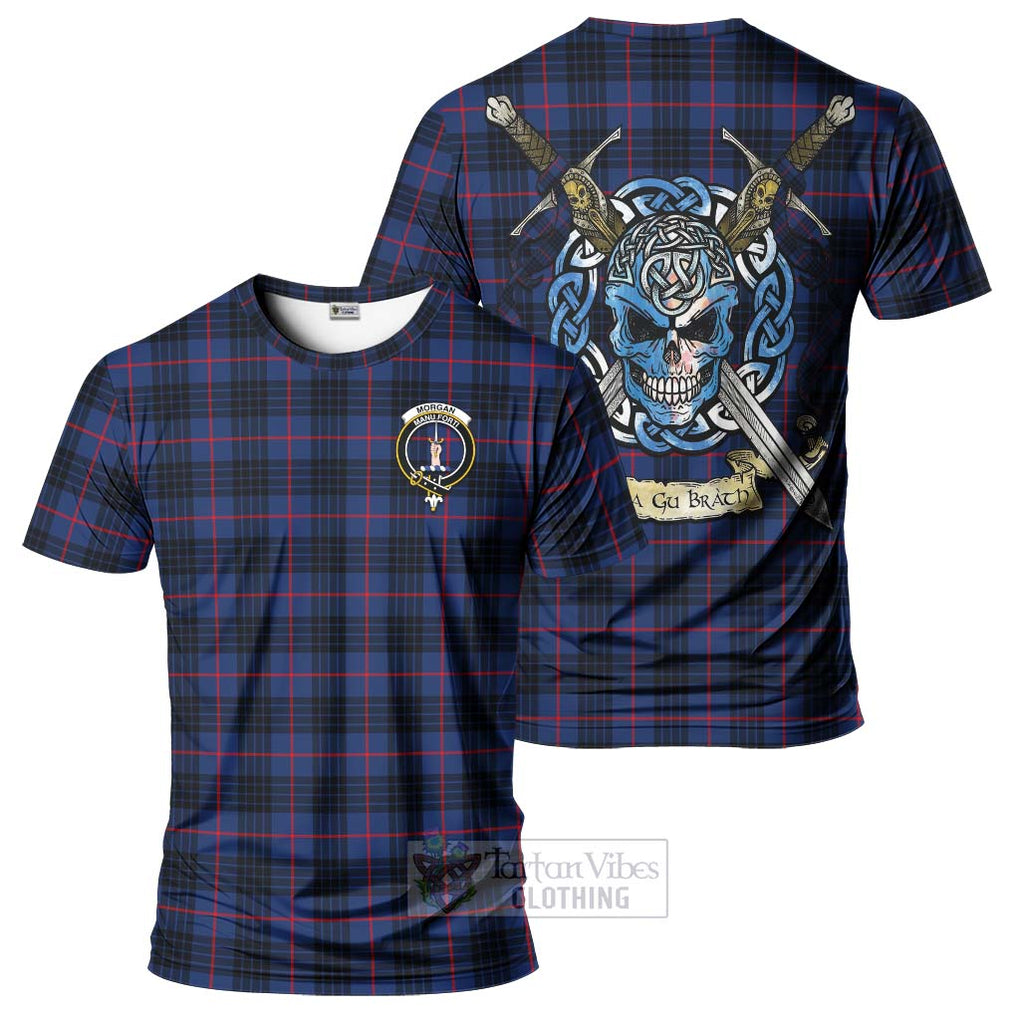 Morgan Tartan T-Shirt with Family Crest Celtic Skull Style Kid's Shirt - Tartan Vibes Clothing