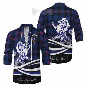 Morgan Tartan Ghillie Kilt Shirt with Alba Gu Brath Regal Lion Emblem Men - Tartan Vibes Clothing