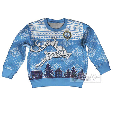 Morgan Clan Christmas Kid Ugly Sweater with Tartan and Celtic Reindeer Style Kid - Tartan Vibes Clothing