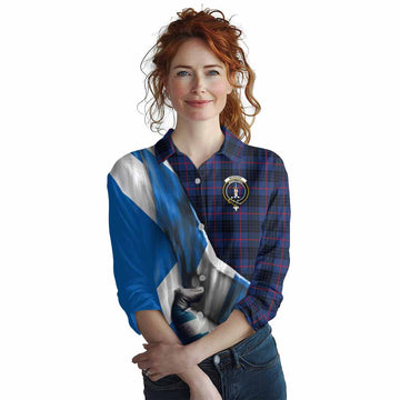 Morgan Tartan Women's Casual Shirt with Family Crest Scotland Patriotic Style Female - Tartan Vibes Clothing