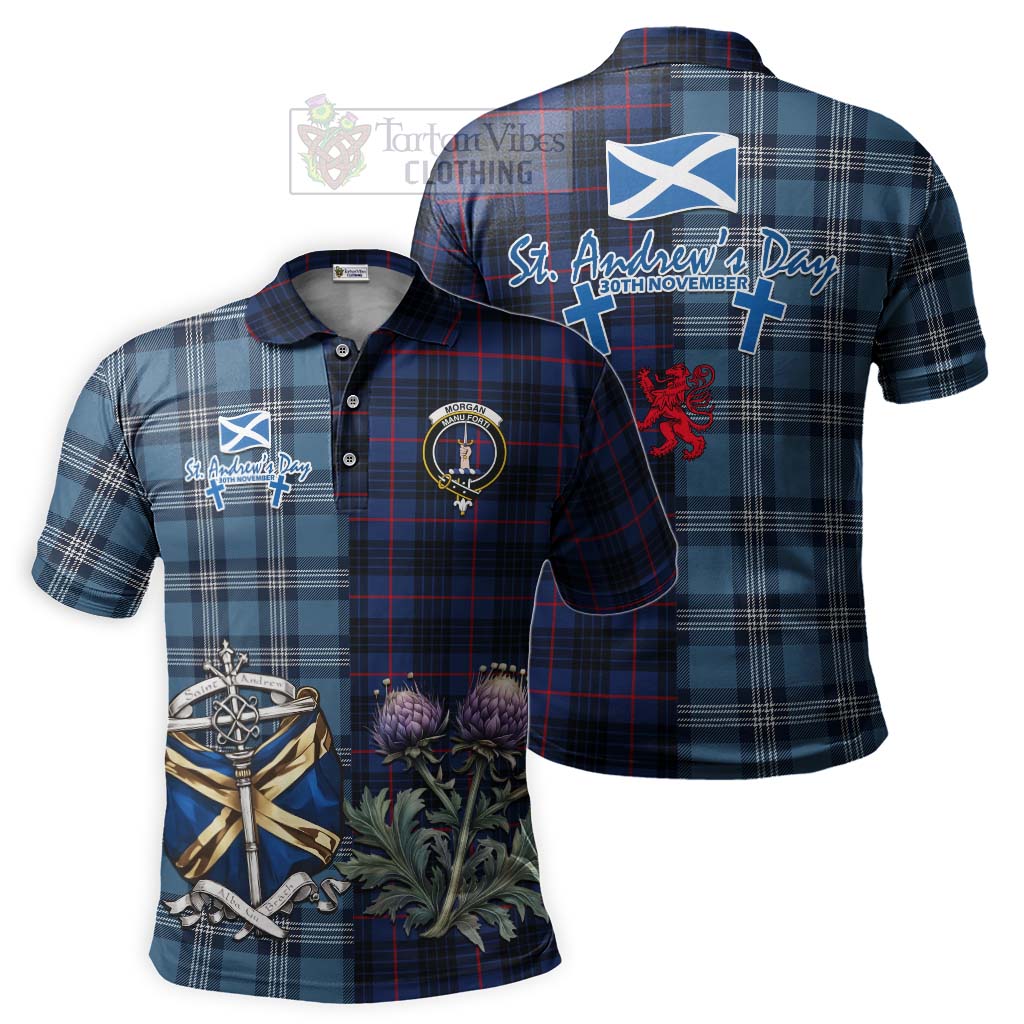 Morgan Tartan Polo Shirt Happy St. Andrew's Day Half Tartan Style Kid - Tartan Vibes Clothing