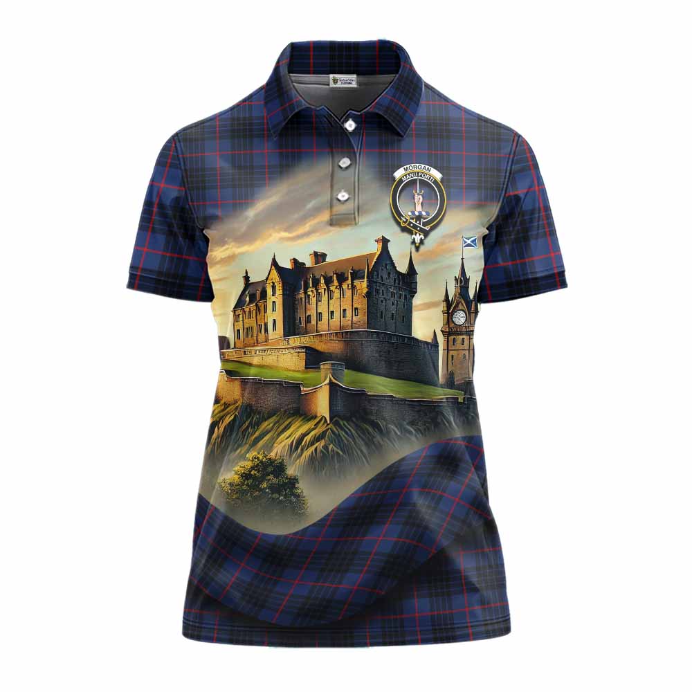 Morgan Tartan Family Crest Women's Polo Shirt with Scottish Ancient Castle Style Women - Tartan Vibes Clothing