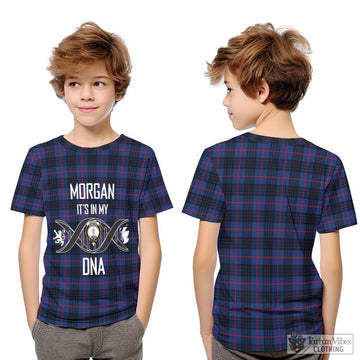 Morgan Tartan Kid T-Shirt with Family Crest DNA In Me Style Youth XL Size14 - Tartan Vibes Clothing