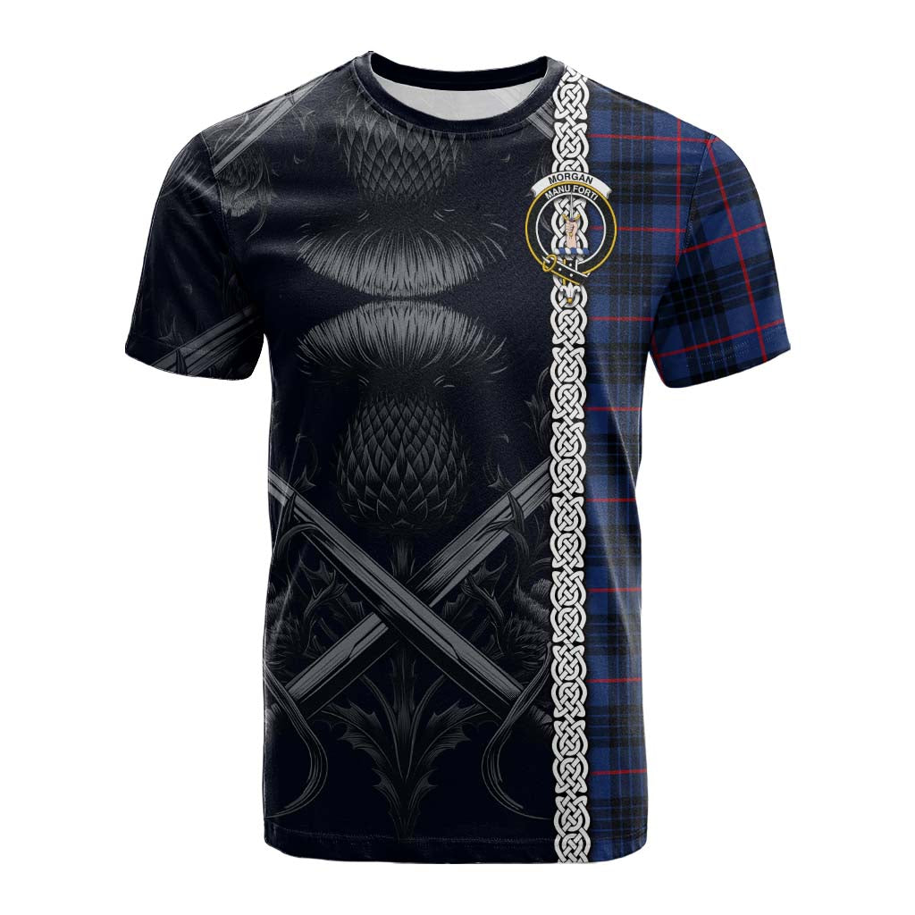 Morgan Tartan Cotton T-shirt with Family Crest Cross Sword Thistle Celtic Vibes Kid's Shirt - Tartan Vibes Clothing