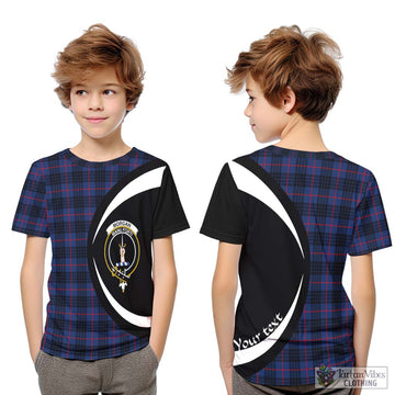 Morgan Tartan Kid T-Shirt with Family Crest Circle Style