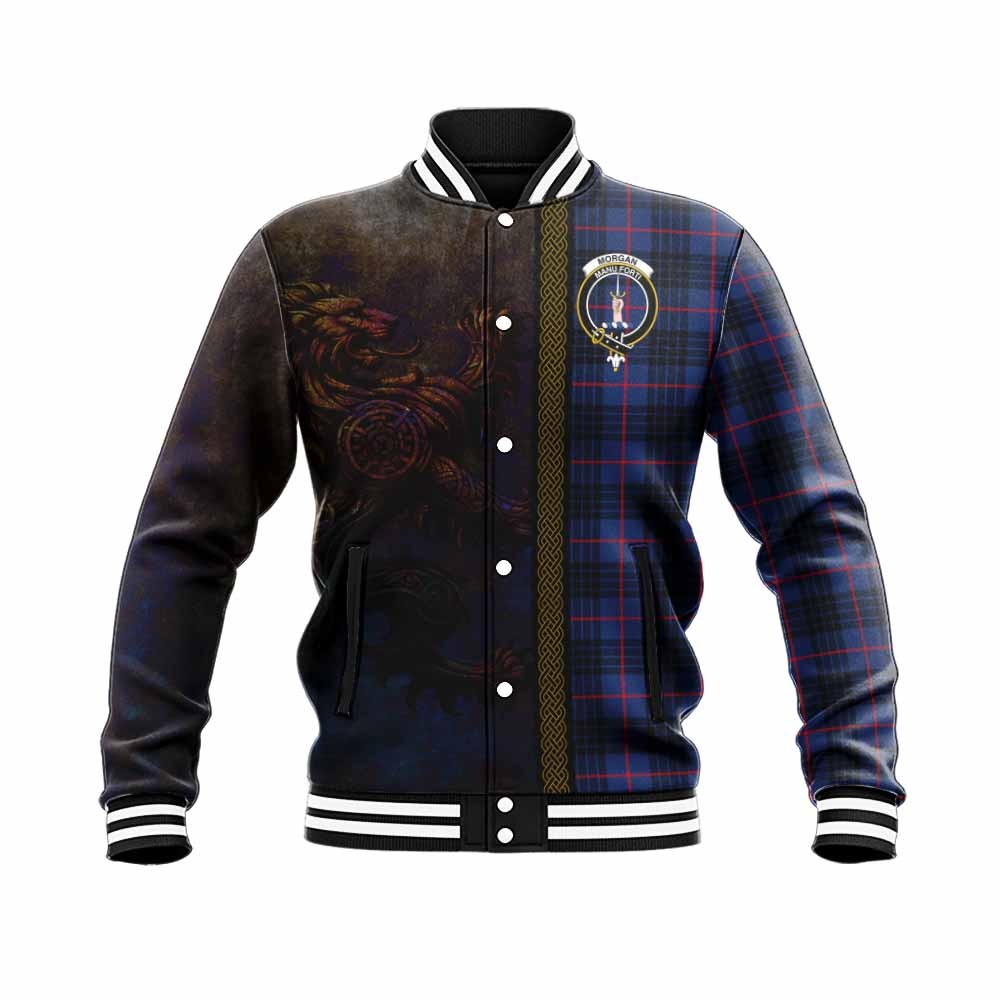 Morgan Tartan Family Crest Baseball Jacket Alba Gu Brath Be Brave Lion Ancient Style Unisex - Tartan Vibes Clothing