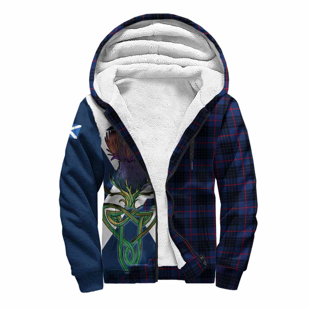 Tartan Vibes Clothing Morgan Tartan Family Crest Sherpa Hoodie Scottish Thistle Celtic Inspired
