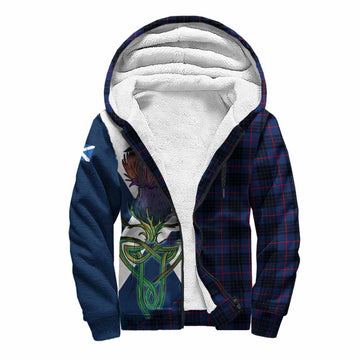 Tartan Vibes Clothing Morgan Tartan Family Crest Sherpa Hoodie Scottish Thistle Celtic Inspired