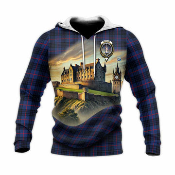 Morgan Tartan Family Crest Knitted Hoodie with Scottish Ancient Castle Style Unisex Knitted Pullover Hoodie - Tartan Vibes Clothing