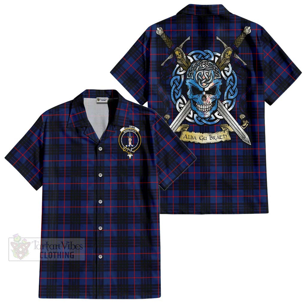 Morgan Tartan Hawaiian Shirt with Family Crest Celtic Skull Style Kid - Tartan Vibes Clothing