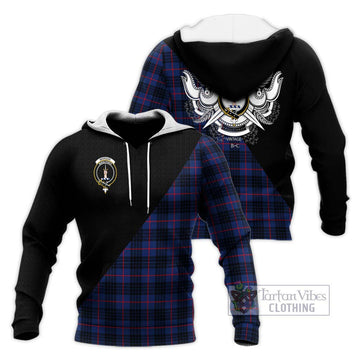 Morgan Tartan Knitted Hoodie with Family Crest and Military Logo Style Unisex Knitted Pullover Hoodie - Tartan Vibes Clothing