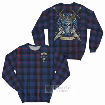 Morgan Tartan Sweatshirt with Family Crest Celtic Skull Style Unisex - Tartan Vibes Clothing