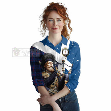 Morgan Tartan Women's Casual Shirt with Family Crest Scottish Bagpiper Vibes Female - Tartan Vibes Clothing