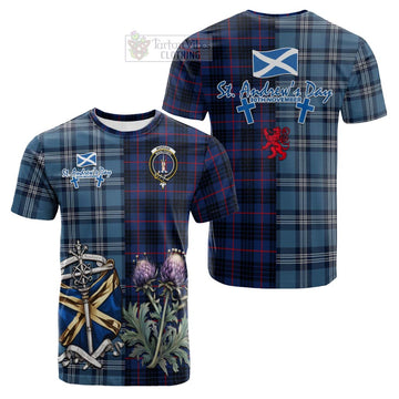 Morgan Tartan Cotton T-shirt Happy St. Andrew's Day Half Tartan Style Kid's Shirt - Tartan Vibes Clothing