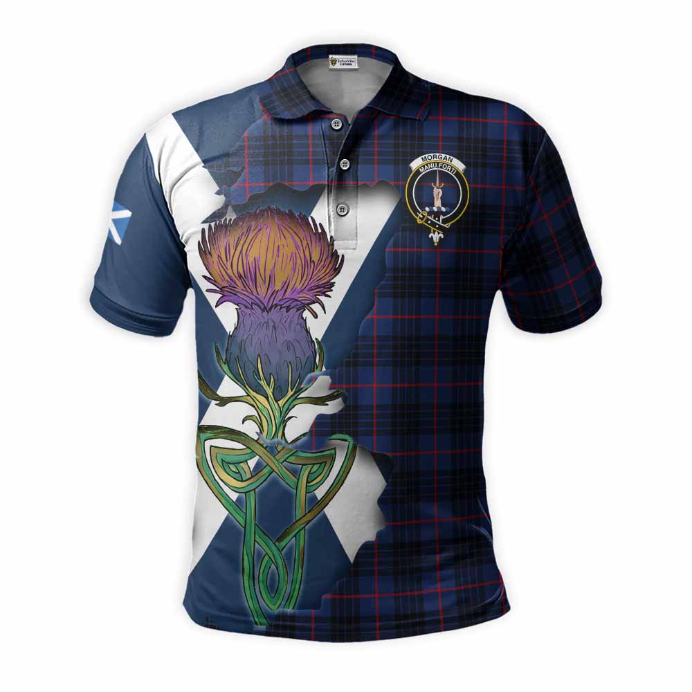 Morgan Tartan Family Crest Polo Shirt Scottish Thistle Celtic Inspired Kid - Tartan Vibes Clothing