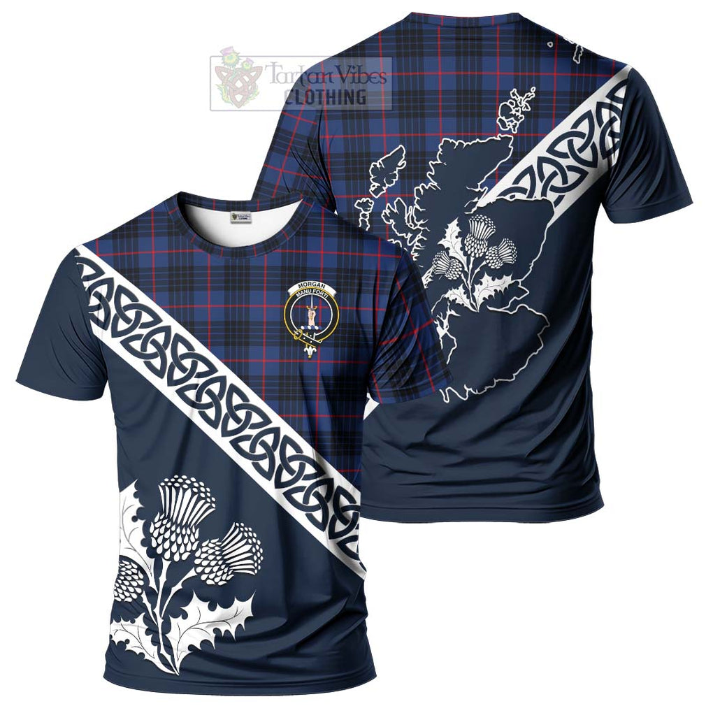 Morgan Tartan T-Shirt Featuring Thistle and Scotland Map Kid's Shirt - Tartanvibesclothing Store