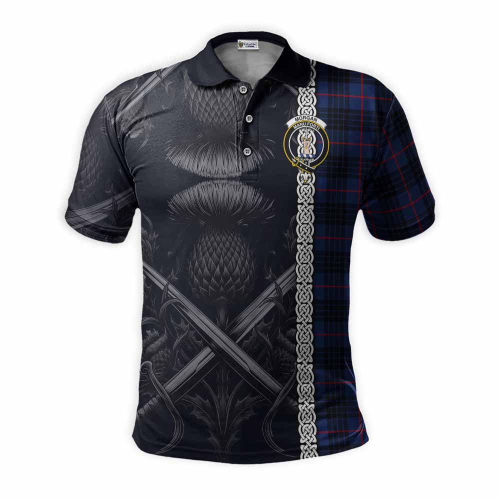Morgan Tartan Polo Shirt with Family Crest Cross Sword Thistle Celtic Vibes Kid - Tartan Vibes Clothing