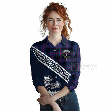 Morgan Tartan Women's Casual Shirt Featuring Thistle and Scotland Map Female - Tartan Vibes Clothing