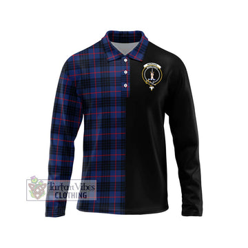 Morgan Tartan Long Sleeve Polo Shirt with Family Crest and Half Of Me Style Unisex - Tartan Vibes Clothing