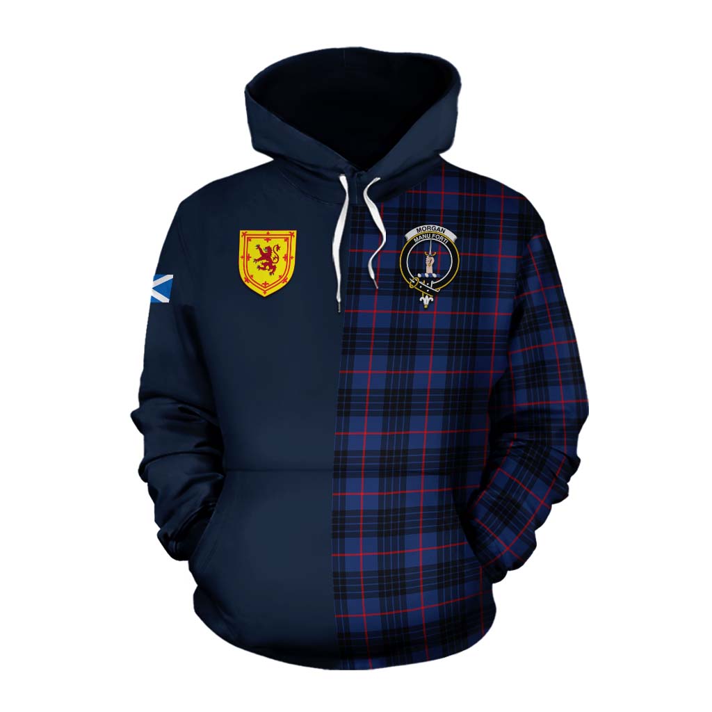 Morgan Tartan Cotton Hoodie Alba with Scottish Lion Royal Arm Half Style Pullover Hoodie XS - Tartan Vibes Clothing
