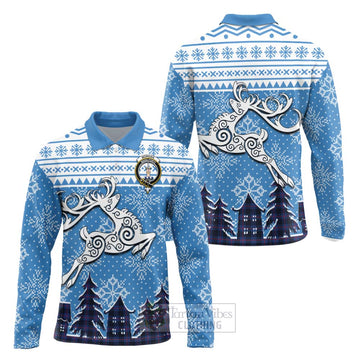 Morgan Clan Christmas Long Sleeve Polo Shirt Celtic Reindeer Style Unisex - Tartan Vibes Clothing