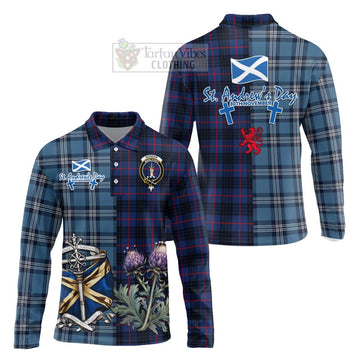 Morgan Tartan Long Sleeve Polo Shirt Happy St. Andrew's Day Half Tartan Style Unisex - Tartan Vibes Clothing